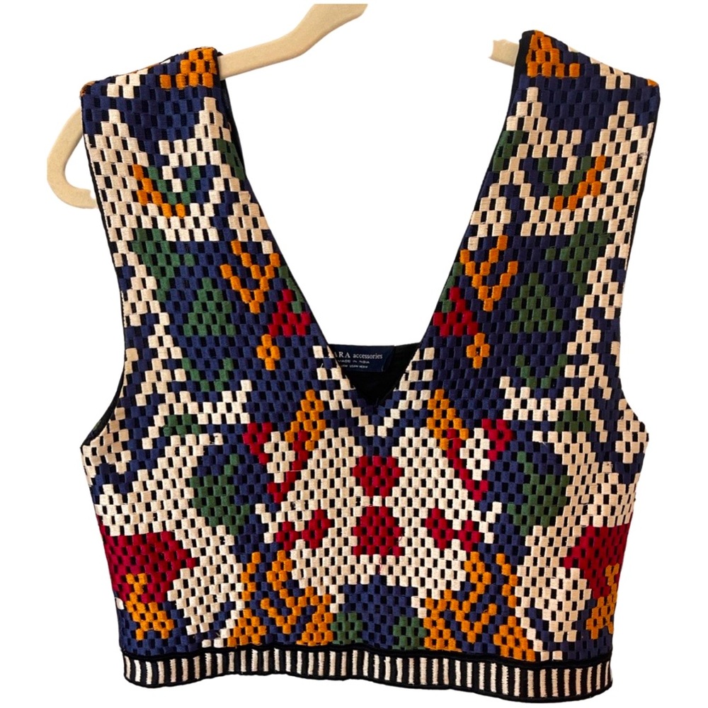 Zara Woven Multi Color Crop Top